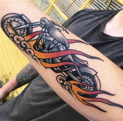 moto tattoo ideas|american traditional motorcycle tattoos.